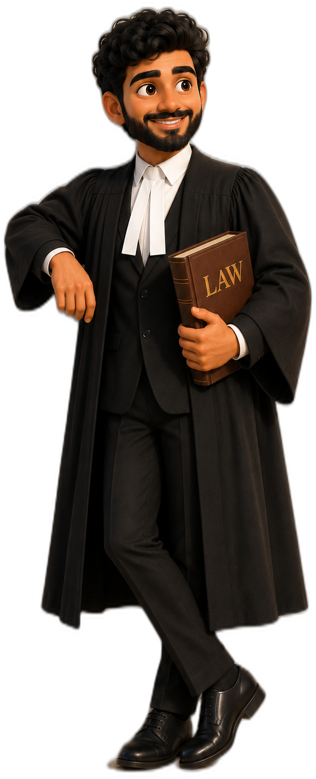 Groom character holding a law book